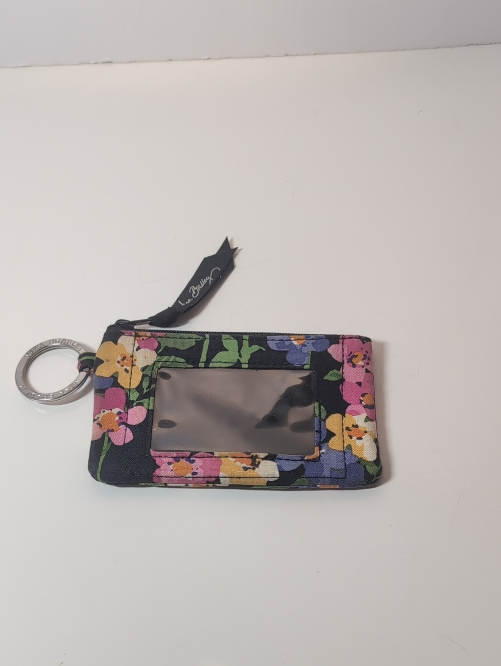 Vera Bradley Navy Floral ID Card Holder W/Keyring